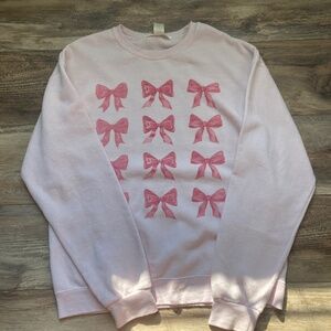 Coquette pink bow crew neck